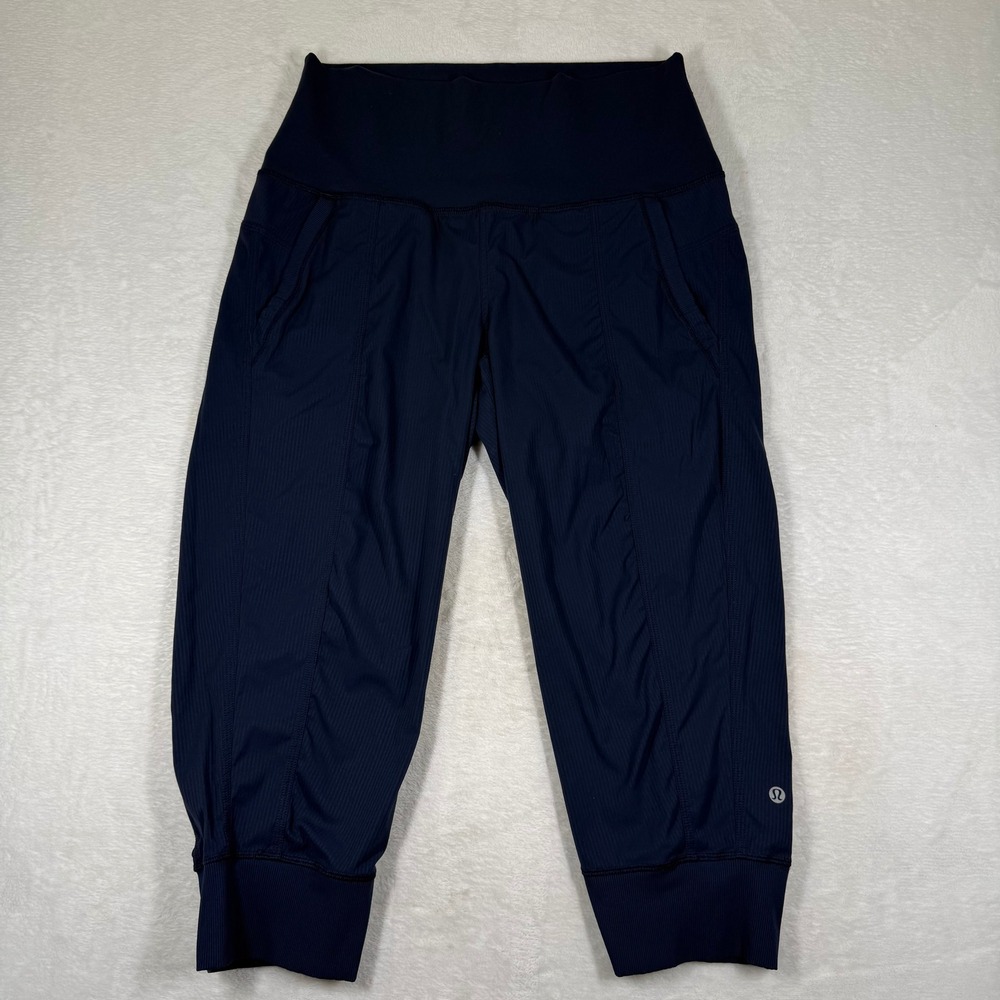 Lululemon Street To Studio Crop Pant Midnight Navy Size 10 Ribbed Jogger 9150